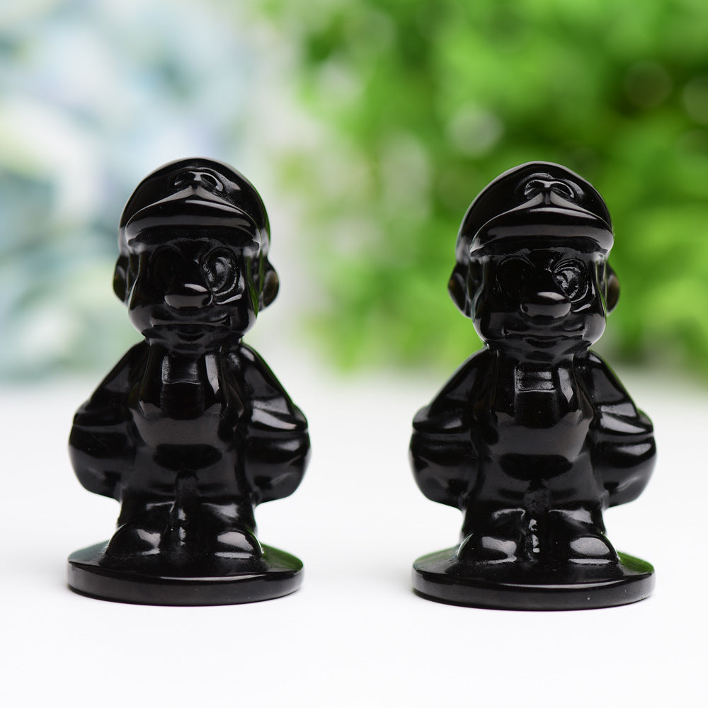 2.6" Black Obsidian Mario Crystal Carving Wholesale Crystals USA