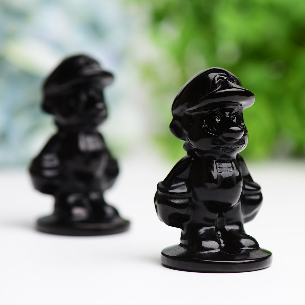 2.6" Black Obsidian Mario Crystal Carving Wholesale Crystals USA