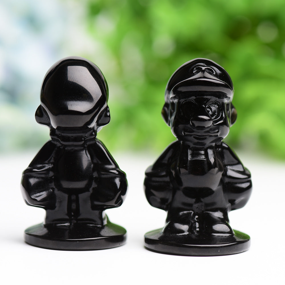 2.6" Black Obsidian Mario Crystal Carving Wholesale Crystals USA