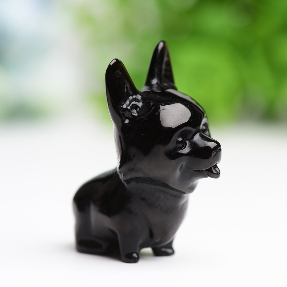 2.2" Black Obsidian Dog Crystal Carving Wholesale Crystals USA