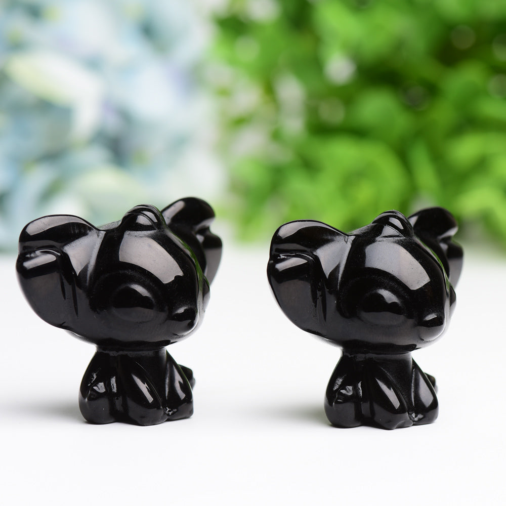 1.7" Black Obsidian Stitch Crystal Carving Wholesale Crystals USA