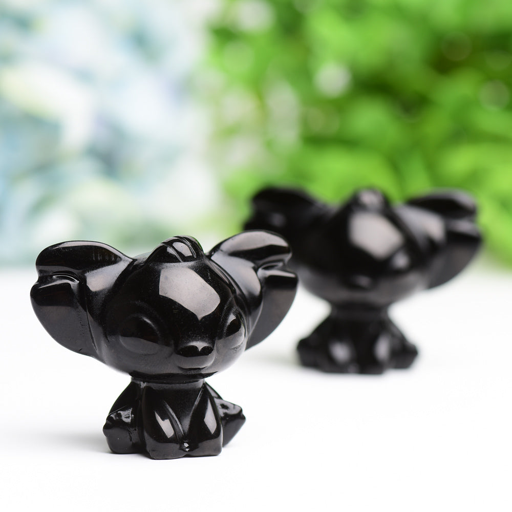 1.7" Black Obsidian Stitch Crystal Carving Wholesale Crystals USA
