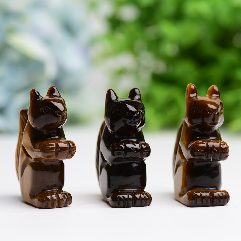 2.0" Tiger's Eye Squirrel Crystal Carving Wholesale Crystals USA