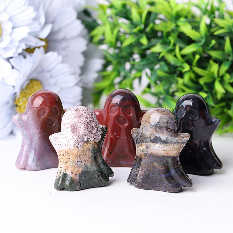 1.8" Ocean Jasper Ghost Crystal Carvings for Halloween Wholesale Crystals USA