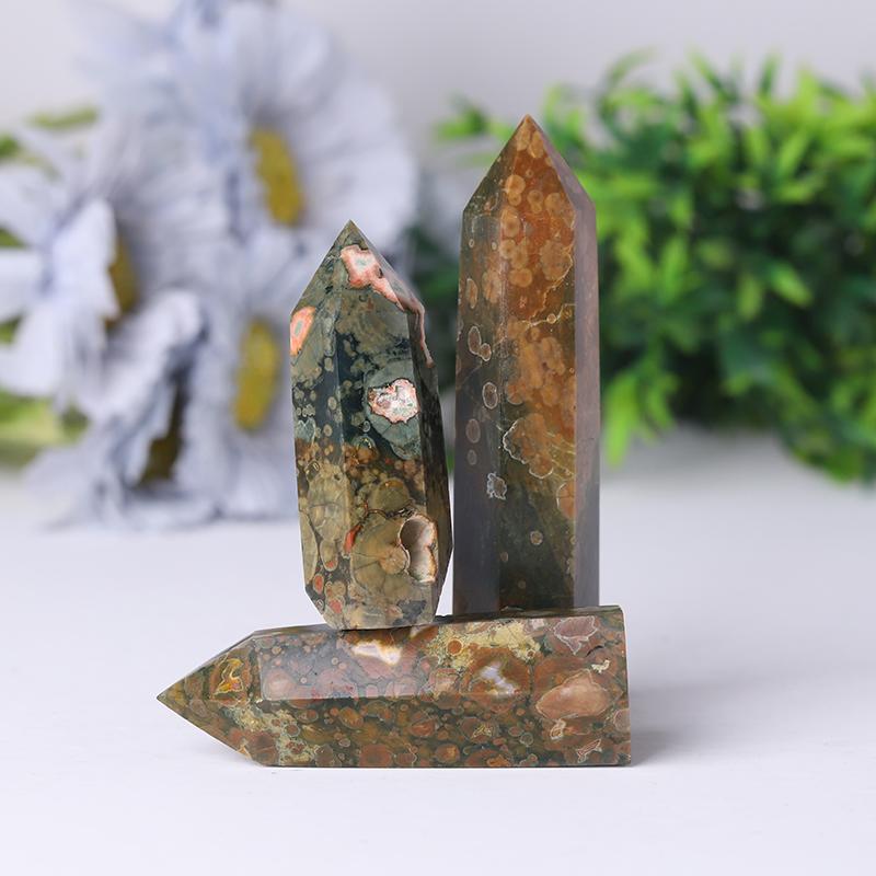 Hotsale Natural Rainforest Jasper Point Healing Crystal Tower Wholesale Crystals USA