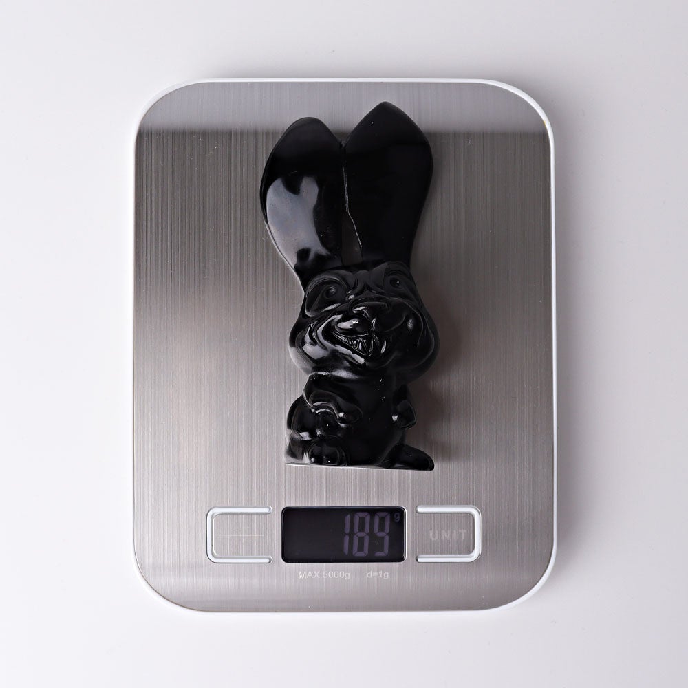 4.7" Black Obsidian Big Ears Rabbit Crystal Carvings Wholesale Crystals USA