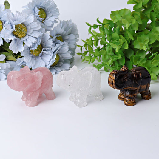 3" Elephant Crystal Carvings Wholesale Crystals USA