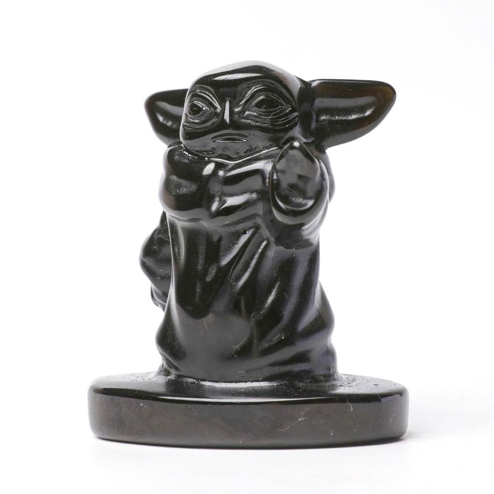 Black Obsidian Master Yoda Crystal Carvings Wholesale Crystals USA