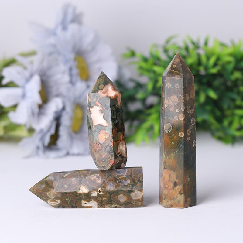Hotsale Natural Rainforest Jasper Point Healing Crystal Tower Wholesale Crystals USA