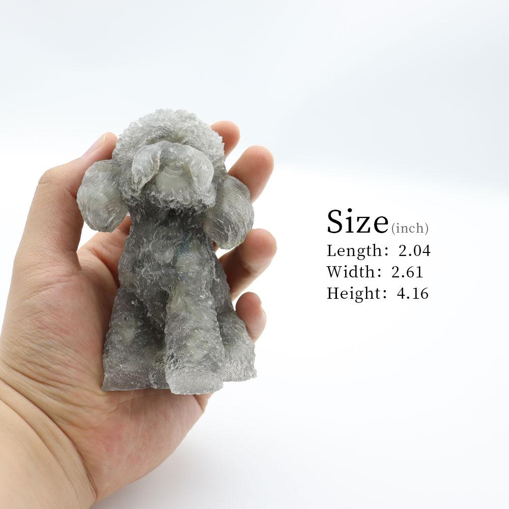 Resin Dog Figurines with Labradorite Gravel Toy Poodle for Kids Gifts