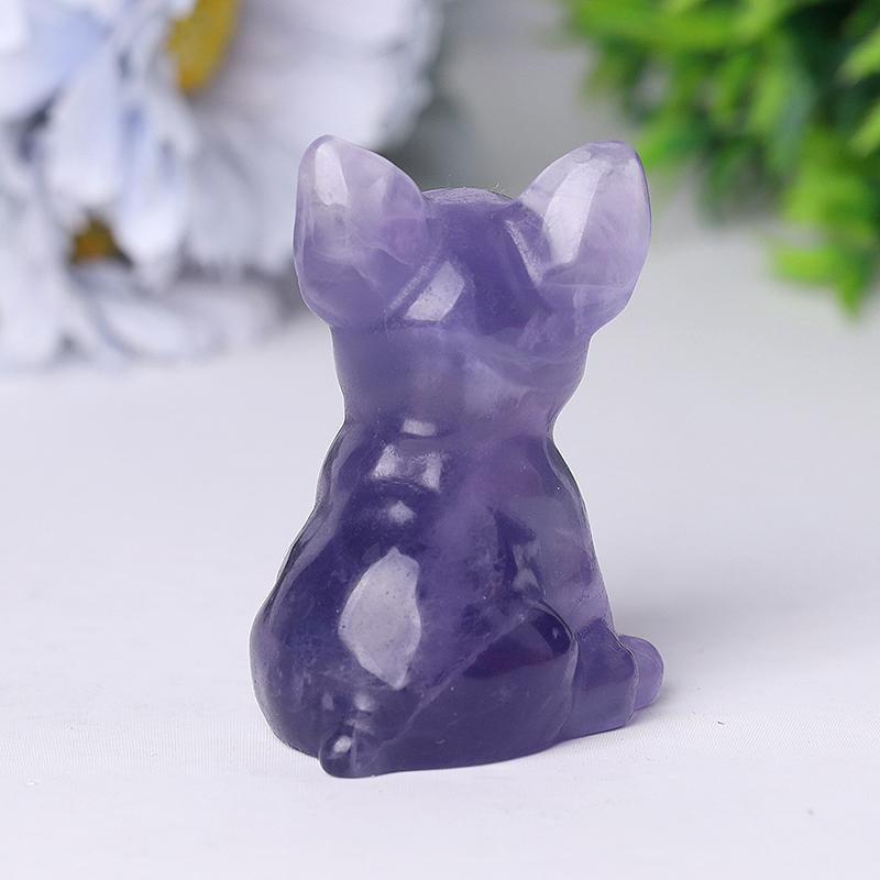 2.5" Wholesale High Quality Fluorite French Bulldog Carving Crystal Dog For Home Decor Wholesale Crystals USA