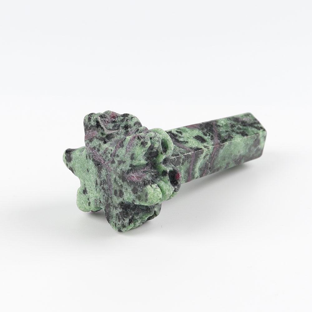 Ruby In Zoisite Tower with Skulls Deocr Base Wholesale Crystals USA