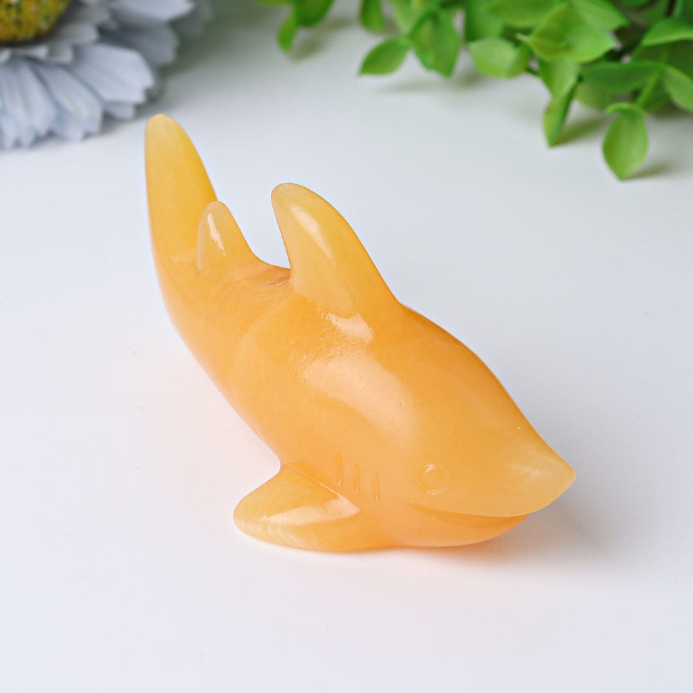 4" Honey Calcite Shark Crystal Carvings Wholesale Crystals USA