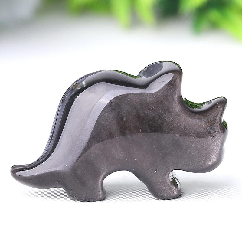 1.7" Silver Obsidian Dinosaur Crystal Carvings Wholesale Crystals USA