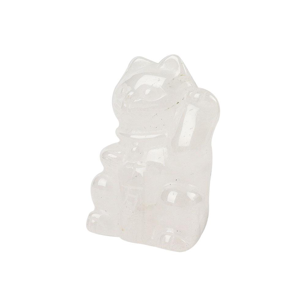 2" Clear Quartz Crystal Carving Lucky Cat Wholesale Crystals USA