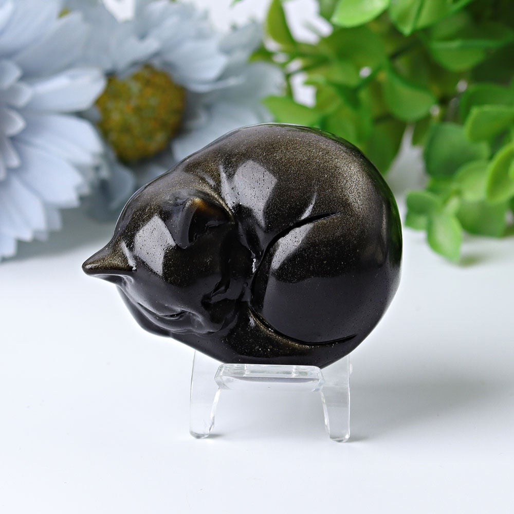 2.3" Sleeping Cat Crystal Carvings Wholesale Crystals USA