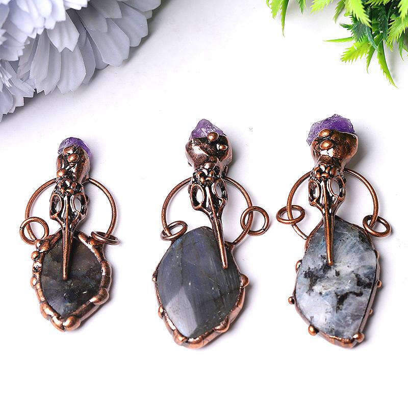 2.5" Labradorite with Amethyst Pendant for Jewelry DIY Wholesale Crystals USA