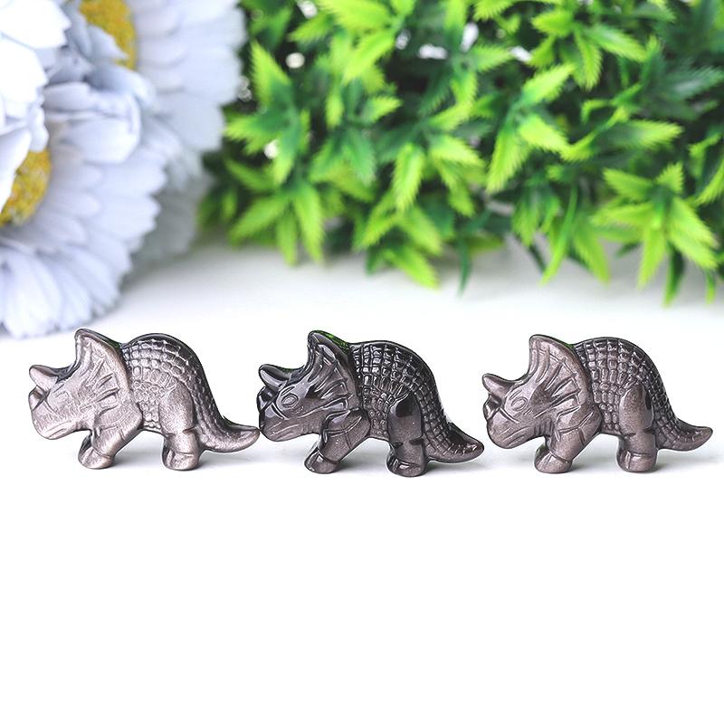 1.7" Silver Obsidian Dinosaur Crystal Carvings Wholesale Crystals USA