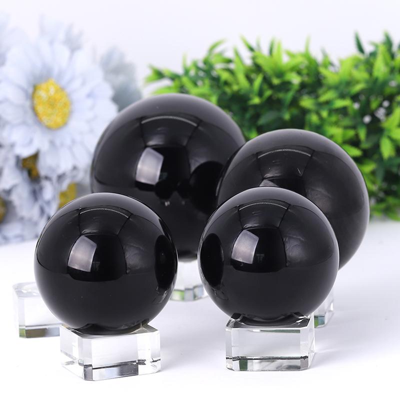 2.0"-4.0" Black Obsidian Sphere Wholesale Crystals USA