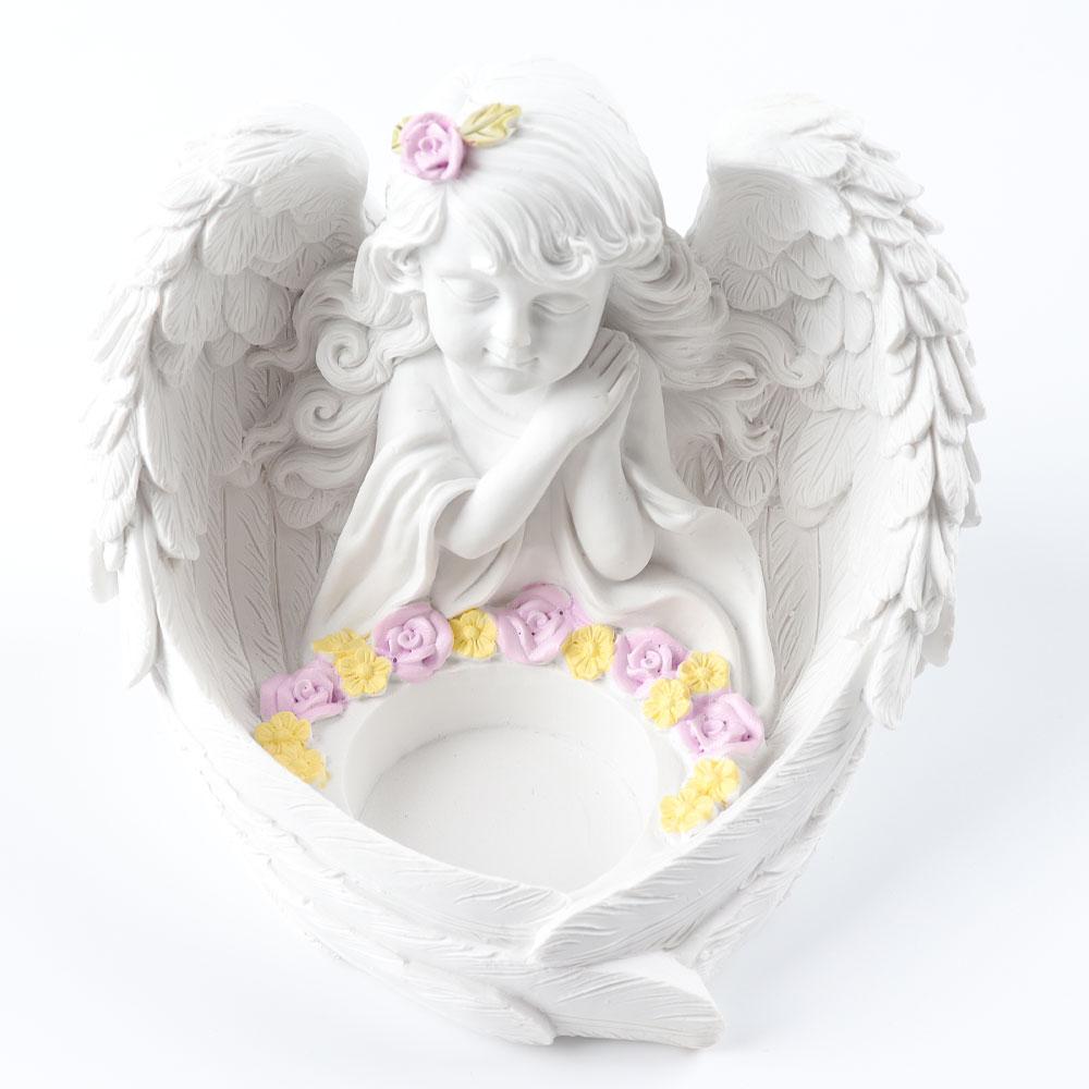 Resin White Cute Baby Angel Stand