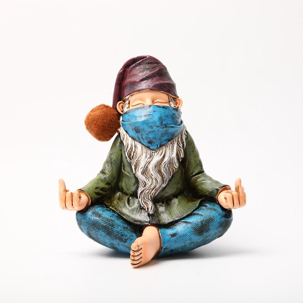 Resin Meditating Old Man Sculpture