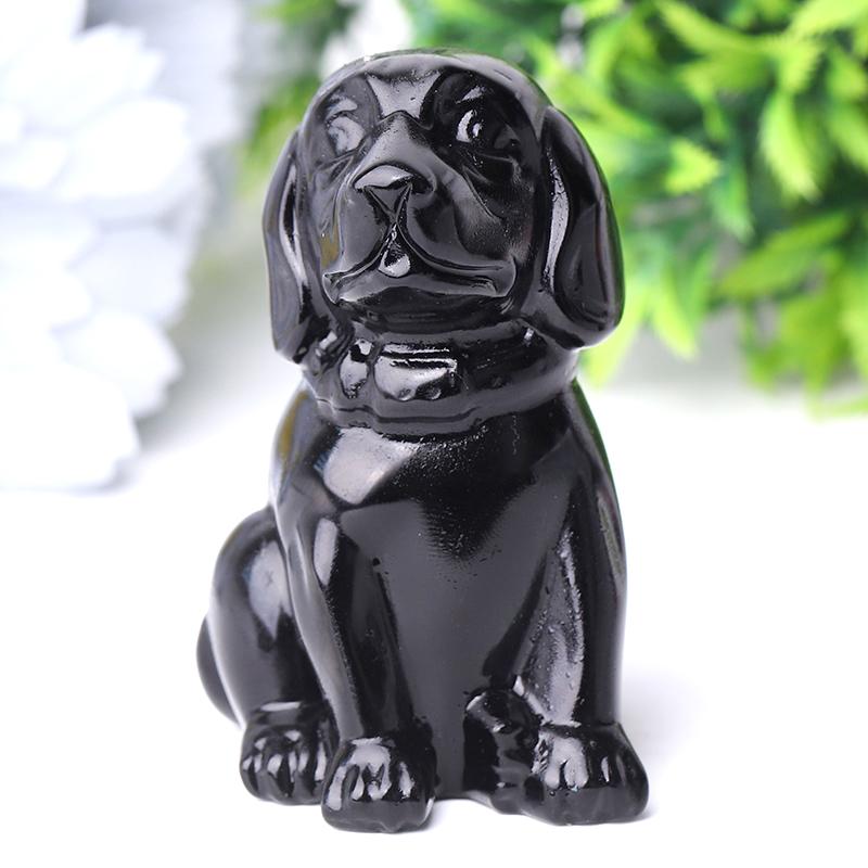 2.7" Black Obsidian Dog Crystal Carvings Wholesale Crystals USA