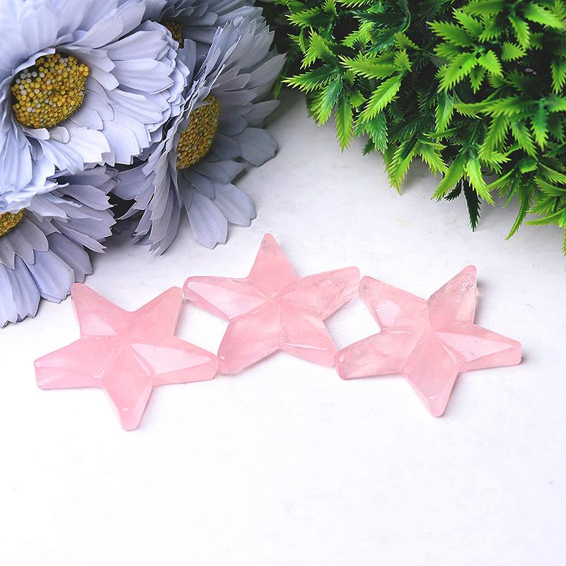 2" Rose Quartz Star Crystal Carvings Wholesale Crystals USA