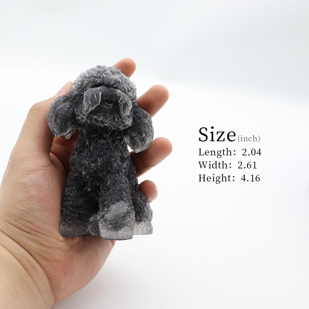 Resin Dog Figurines with Black Obsidian Gravel Toy Poodle for Kids Gifts