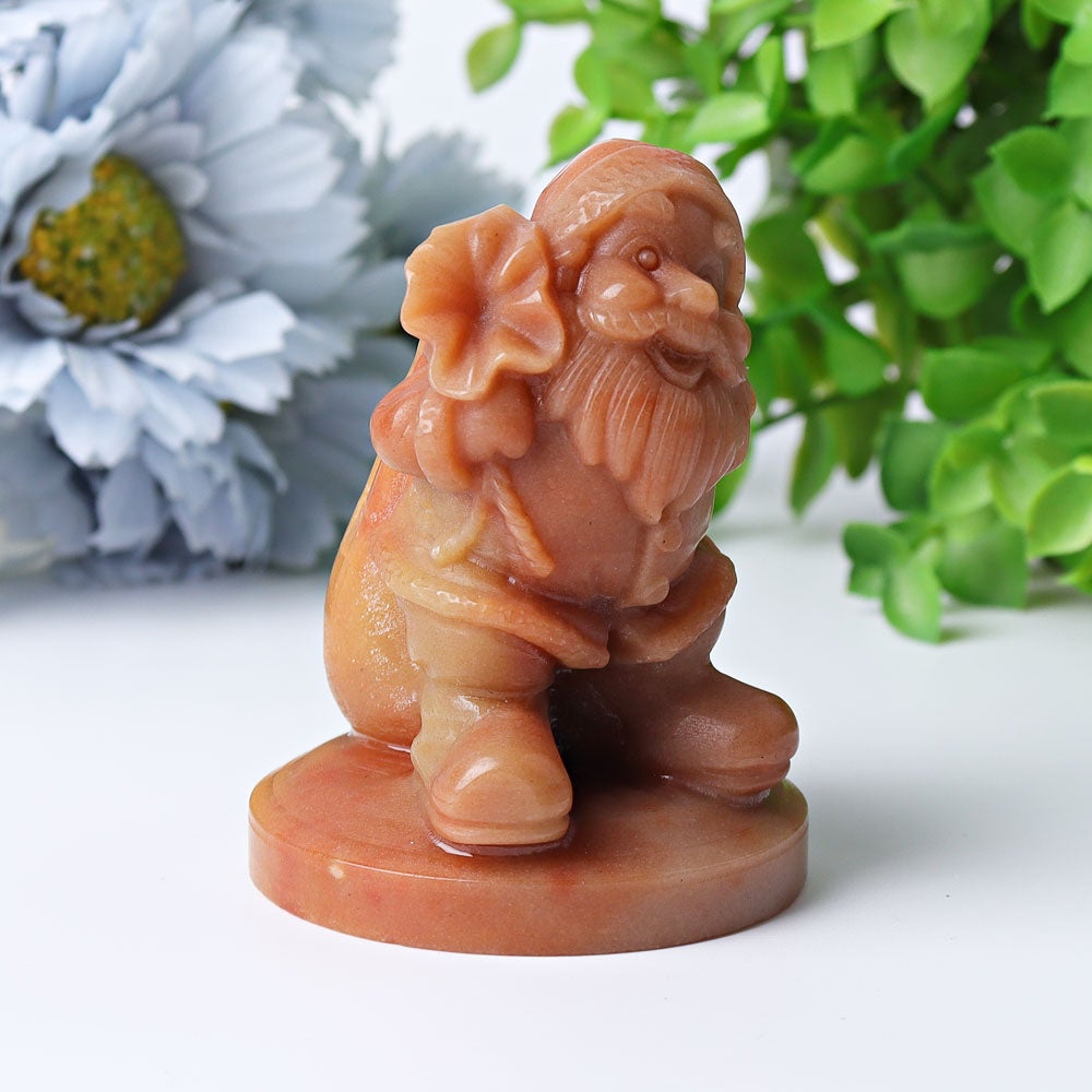 3" Peach Aventurine Santa Claus Crystal Carvings for Christmas Wholesale Crystals USA