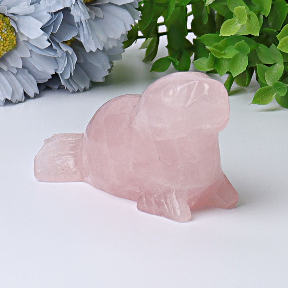 3.8" Rose Quartz Seal Crystal Carvings Wholesale Crystals USA