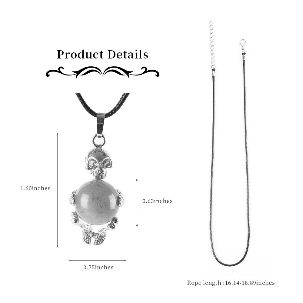 Silver Skeleton Wrapped Round Ball Gemstone Healing Crystal Pendant Wholesale Crystals USA