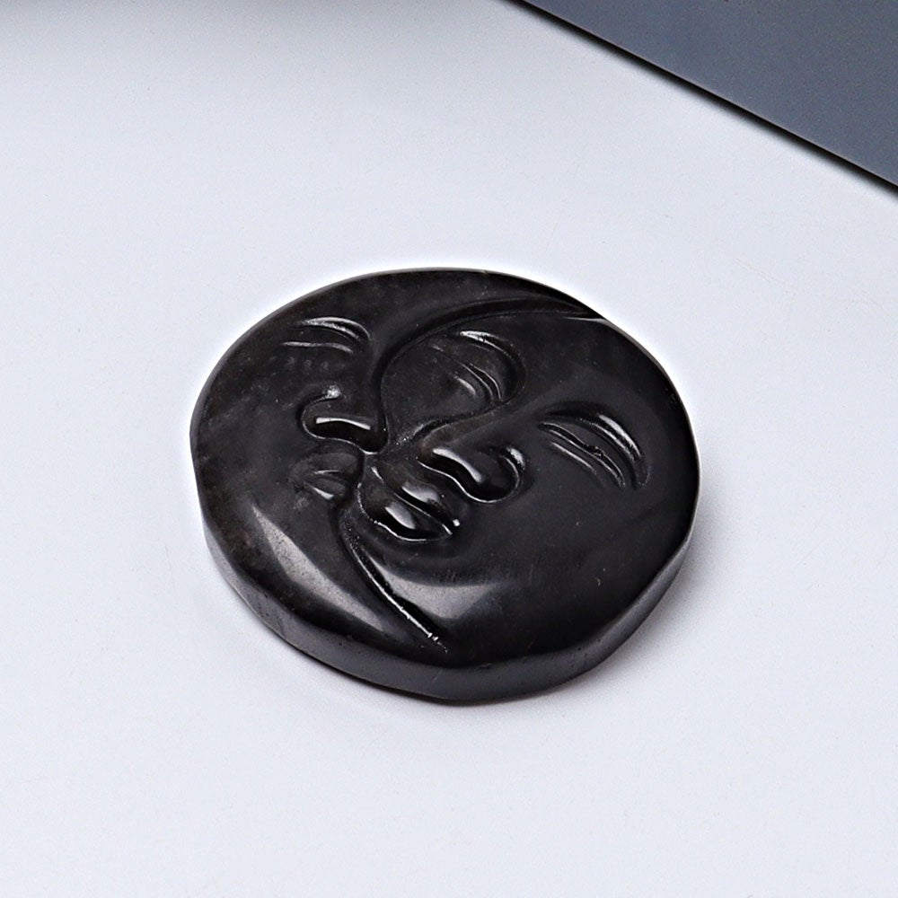 1.6"-1.8" Silver Obsidian Sun Moon Crystal Carving Wholesale Crystals USA