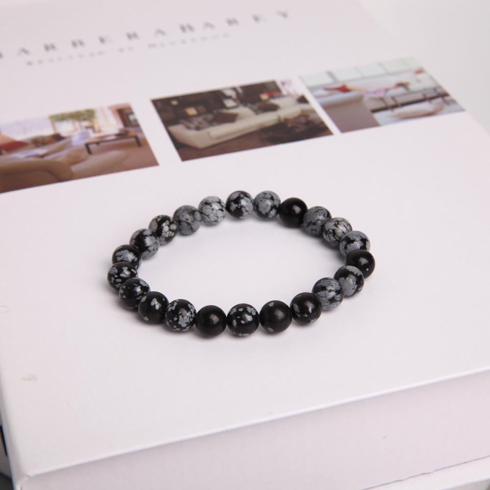 8mm Snowflake Obsidian Crystal Bracelet Wholesale Crystals USA