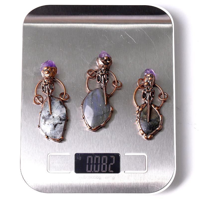 2.5" Labradorite with Amethyst Pendant for Jewelry DIY Wholesale Crystals USA