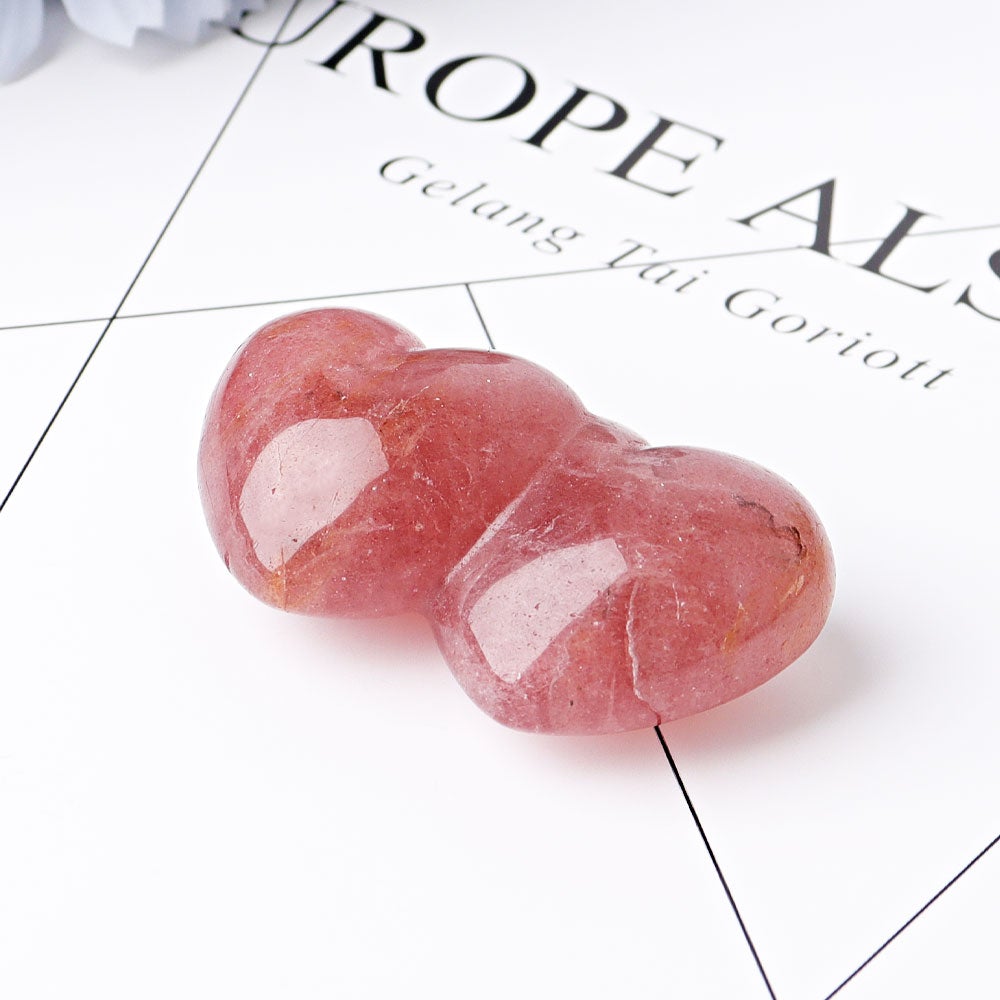 2.3" Strawberry Double Heart Crystal Carvings Wholesale Crystals USA