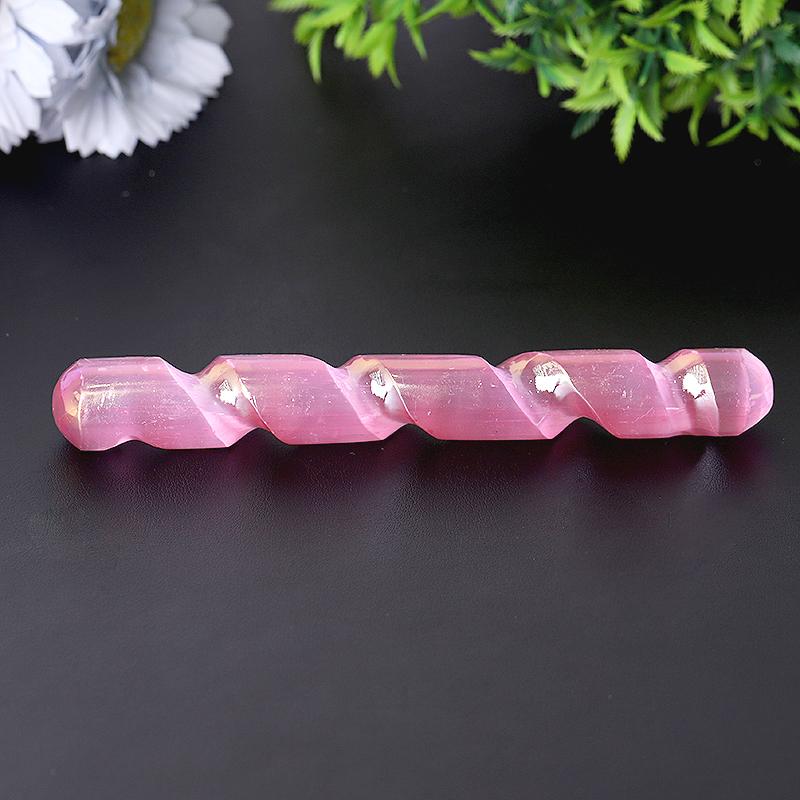 6" Aura Selenite Wand