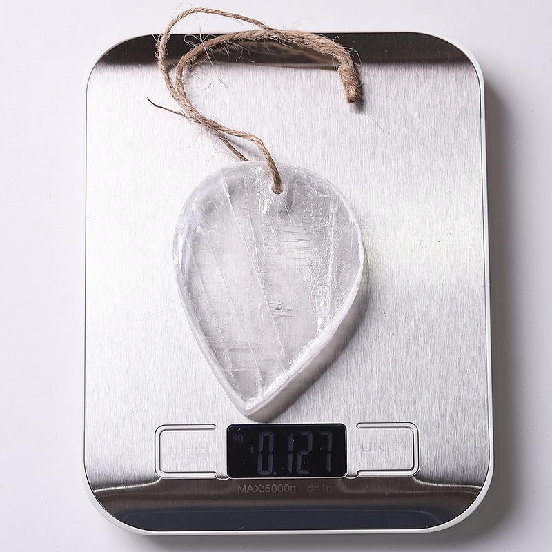 3.3" Clear Selenite Drop Shape with Hanging Rope