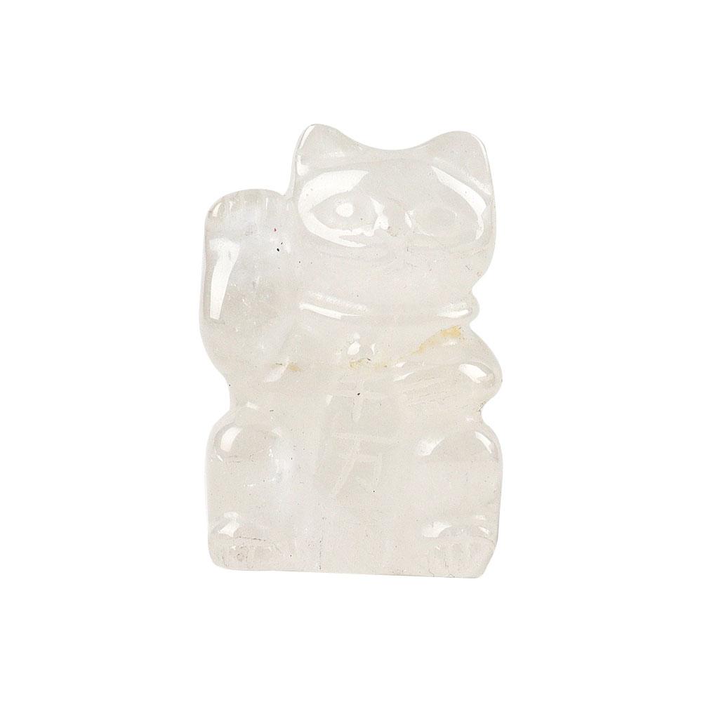 2" Clear Quartz Crystal Carving Lucky Cat Wholesale Crystals USA