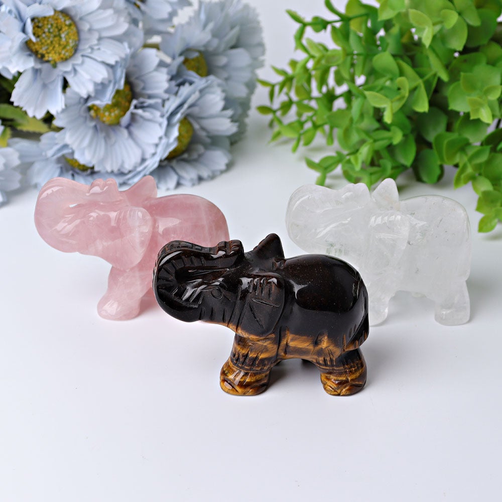 3" Elephant Crystal Carvings Wholesale Crystals USA
