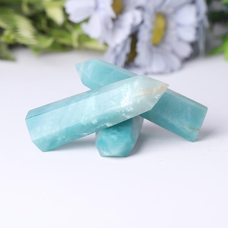 Natural High Quality Sky Blue Point Caribbean Calcite Tower for Healing Wholesale Crystals USA