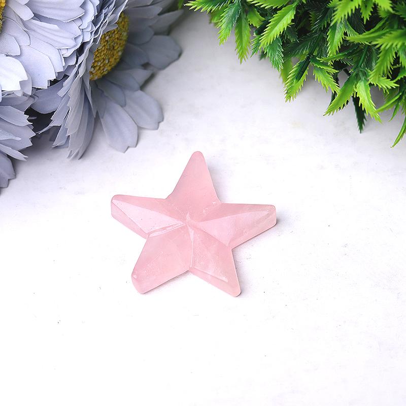 2" Rose Quartz Star Crystal Carvings Wholesale Crystals USA