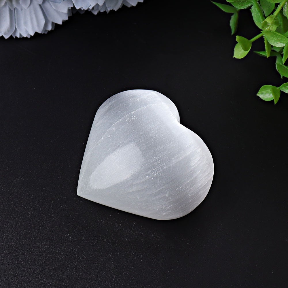 1.7"-2.8" Selenite Heart Crystal Carvings Wholesale Crystals USA