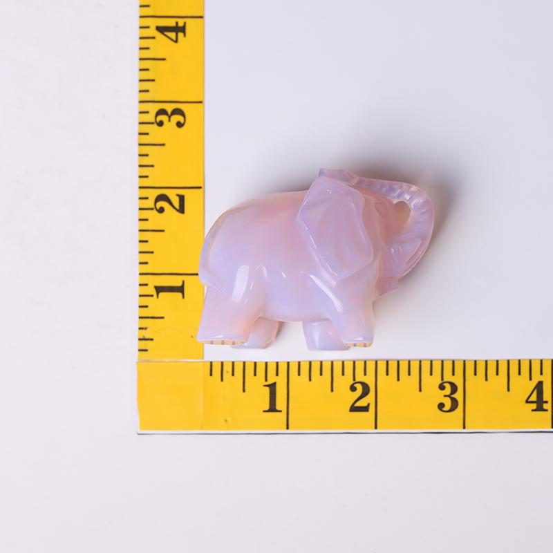 3" Pink Opalite Elephant Crystal Carvings Wholesale Crystals USA