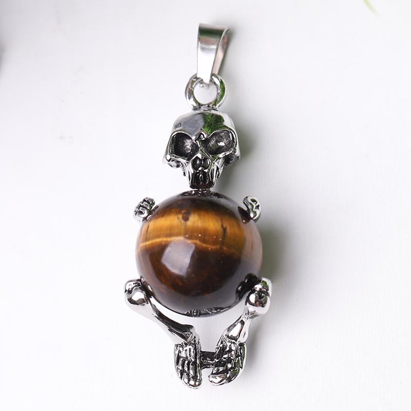 Wholesale Silver Skeleton Wrapped Round Ball Crystal Pendant Wholesale Crystals USA