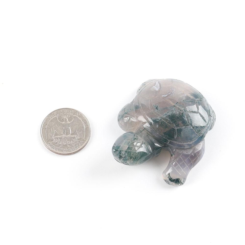 Crystal Carving Moss Agate Turtle Figurine Wholesale Crystals USA