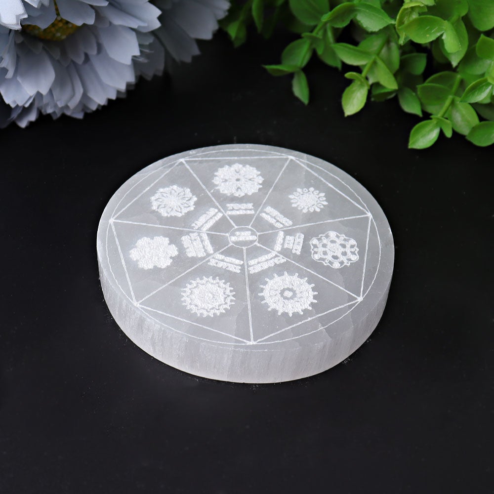3.2" Selenite Coaster with Printing Wholesale Crystals USA