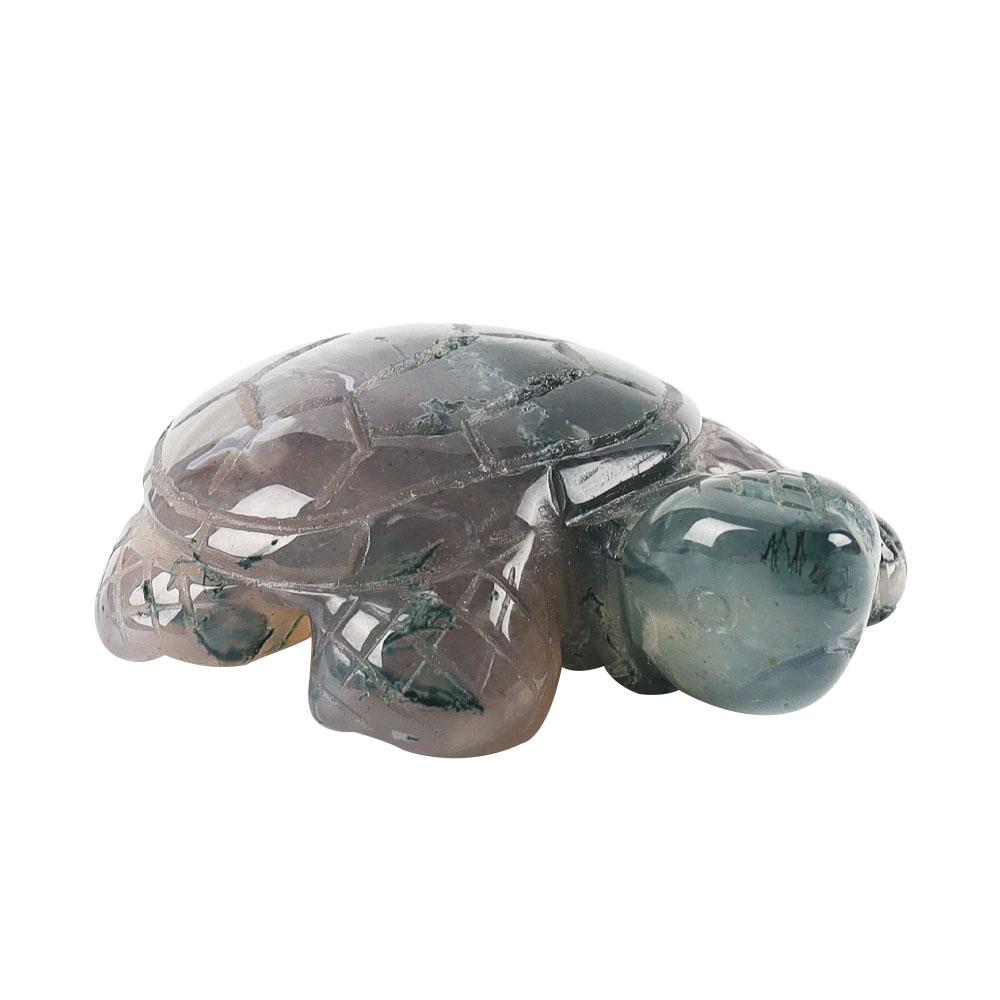 Crystal Carving Moss Agate Turtle Figurine Wholesale Crystals USA