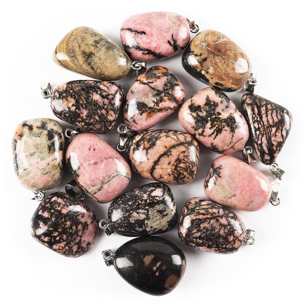 Natural Rhodonite Healing Crystal Polished Stones Irregular Crystal Pendant for Gift Wholesale Crystals USA