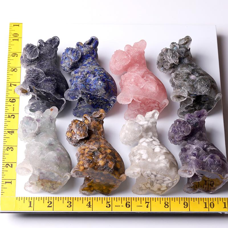 4.2" Crystal Chips Resin Schnauzer Carving for Decoration Wholesale Crystals USA