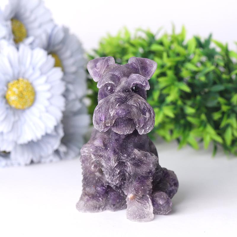 4.2" Crystal Chips Resin Schnauzer Carving for Decoration Wholesale Crystals USA